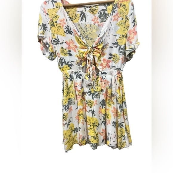 NWOT Free People Part Time Lover Mini Dress Floral Print Knot Closure Pleated 10 - Picture 3 of 9